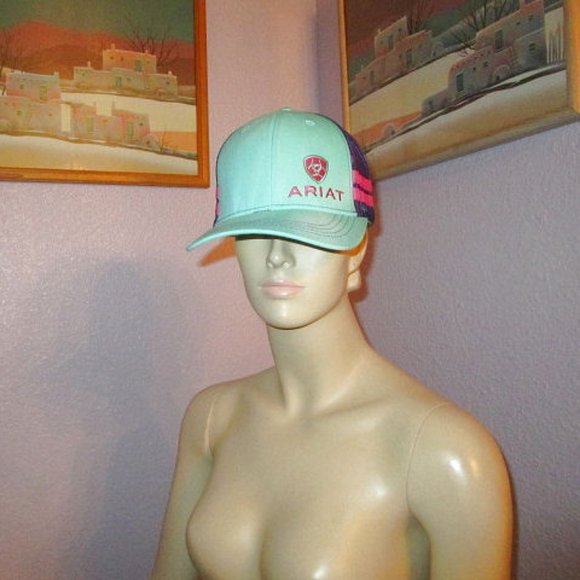 Ariat Accessories - ARIAT Turquoise PURPLE Pink TRUCKER Baseball CAP Hat LOGO Embroidered MESH